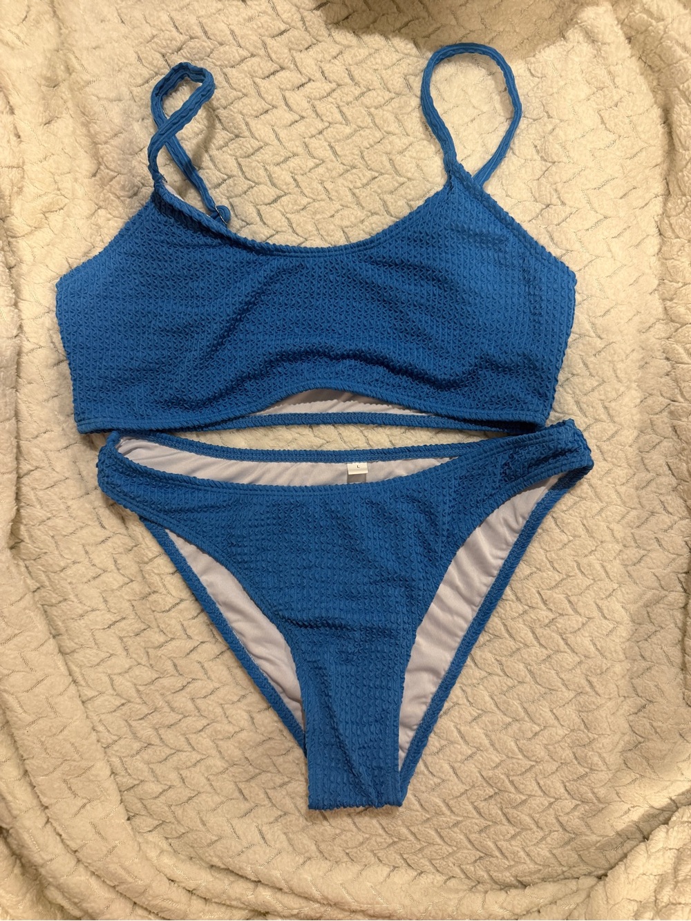 Textured Blue Two-Piece Bikini Set